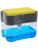 Set dozator/dispenser detergent lichid de vase 2 in 1, zamo®, burete si suport inclus, rezervor 380ml, culoare gri