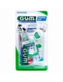 Set Ingrijire Orala, Gum, Travel Kit, pentru Gingii Sensibile, Compatibil cu Aparatul Dentar, Culoare Rosie, 4 Produse