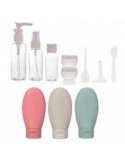 Set Recipiente Cosmetice, Zamo®, pentru Calatorii, cu Borseta, Inchidere Ermetica, Diverse Dimensiuni, 11 Piese