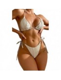 Costum de Baie, Zamo, Glamorous, Talie Inalta, Model Texturat, 2 Piese, Culoare Bej, Marimea S