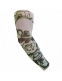 Maneca Tatuaj, Zamo®, Green Skull, Material Sintetic si Elastic, 39x8cm, Marime Universala