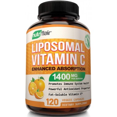 Vitamina C, NutriFlair, Lipozomala, Absorbtie Rapida, Intareste Sistemul Imunitar, Antioxidant Puternic, 1400mg / portie, 120 cp