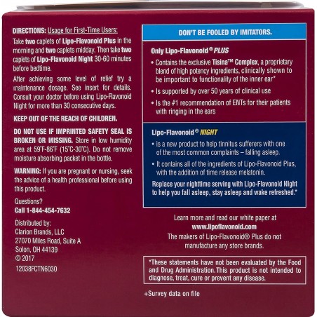 Supliment, Lipo-Flavonoid Plus, Tratament impotriva Tiuitului in Urechi, Tinnitus, Acufene, Meniere, Flacon Zi si Noapte 90cps