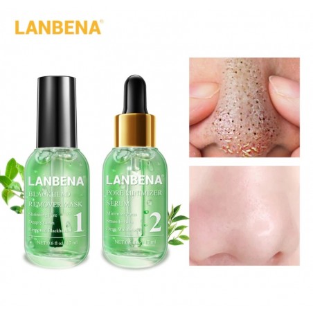 Kit 3-in-1, Curățare Profundă, LANBENA, pentru Puncte Negre, Pori, Curățare Acnee, Efect Netezire, 17ml