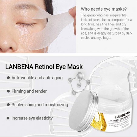 Set of 50x Eye Masks, LANBENA, Moisturizing Effect, Anti-Aging, Lifting, Firmness, Anti-Dark Circles, 90gr