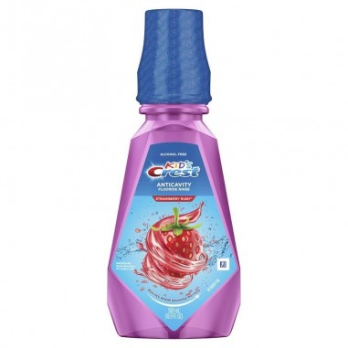 Apa de Gura, Crest, Strawberry Rush, fara alcool, cu fluor, aroma capsuni, pentru copii, 500ml