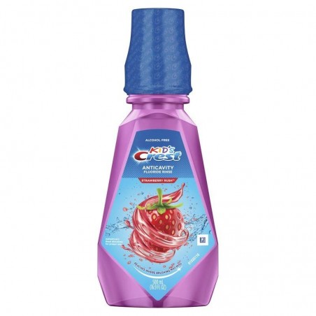 Apa de Gura, Crest, Strawberry Rush, fara alcool, cu fluor, aroma capsuni, pentru copii, 500ml