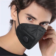 Adult Mask, Single Use, KN95, FFP2, 4 Layers, with Valve, Black 2