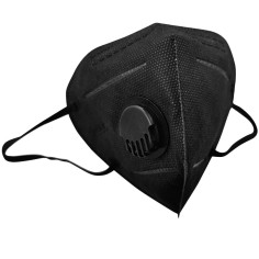 Adult Mask, Single Use, KN95, FFP2, 4 Layers, with Valve, Black