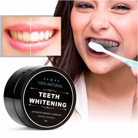 Set Bamboo Brush + Coconut Oil + Natural Powder for Teeth Whitening with activated carbon - 30gr