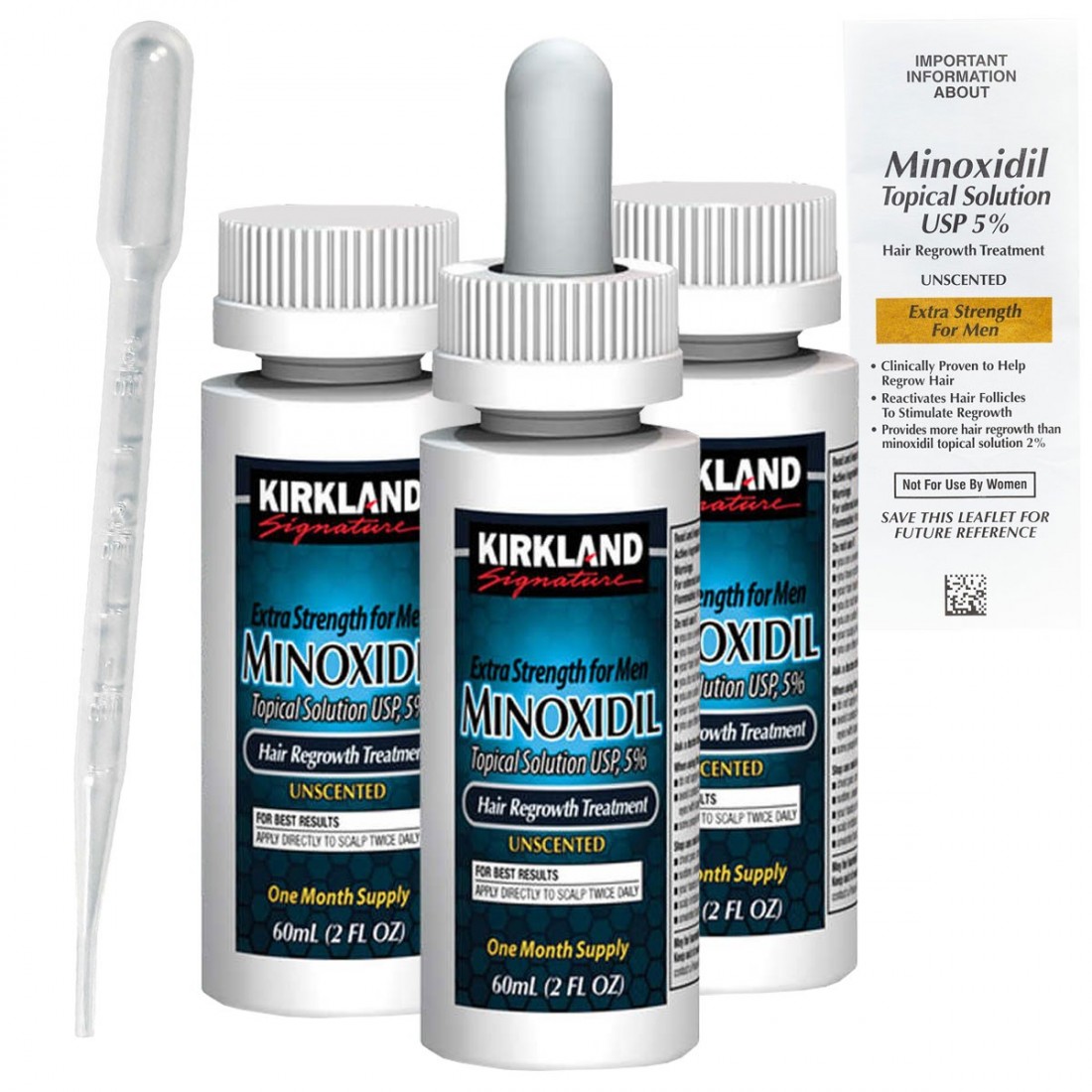 Solution 3 Months, Kirkland, Minoxidil, 5%, Treatment Against Hair Loss, 3x 60ml