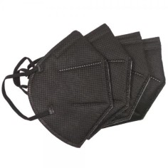Set of 10x Protective Masks, Single Use, N95, FFP2, 4 layers, with Nose Clip, Black