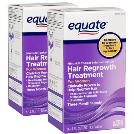 Solution 2% Minoxidil - Equate - Treatment 6 Months - 360ml