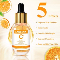 Ser, Lanbena, Vitamina C, Acid Hialuronic, Anti-Imbatranire, Anti-Oxidant, Efect Iluminare, 40ml 2