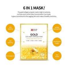Face Care Mask, SNP, Gold Collagen Ampoule, with Gold Collagen, Anti-Aging Effect, 27ml 2