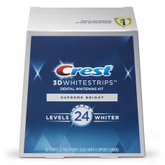 Box 21x Sachets, Teeth Whitening Strips, Crest, 3D White, Supreme Bright, Whitening Level 24, 21 days