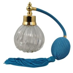 Perfume Bottle, with Screw-on Sprayer and Cap, Capacity 90ml, Vintage Model, Turquoise