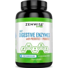 Digestive Enzymes, ZenWise, Prebiotics and Probiotics, Against Bloating, Constipation, 180 Capsules