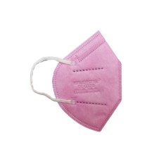 Set of 10x FFP2 Masks for Children, Flexible Nose Clip, 4 Layers, 2-6 Years, Pink