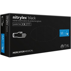 Cutie 100x Manusi Nitril, Mercator Medical, Nitrylex, Medicale, Unica Folosinta, Nepudrate, Fara Alergeni, Negre