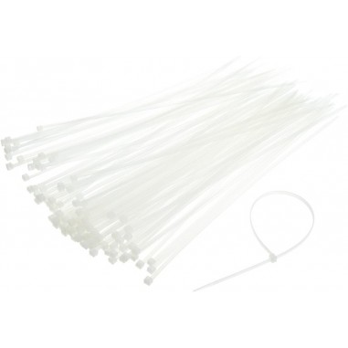 Set 100x Coliere, Soricei, KSS, CV-380, Bride din Nailon, Rezistenta Puternica, 380x7.6mm, Culoare Alba