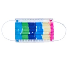 Set of 50x Children's Masks, Single Use, Medical, Type IIR, Disposable, 3 folds, 3 layers, Metal Nose Clip, Rainbow model 2