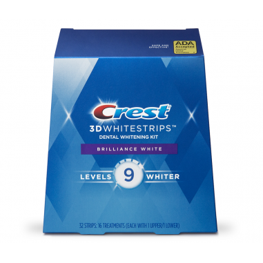 Box 16x Sachets, Teeth Whitening Strips, Crest, 3D White, Brilliance White, 14% Concentration, 16 days