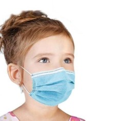 Set of 50x Children's Masks, Single Use, 3 folds, 3 layers, with nose clip, Blue 2