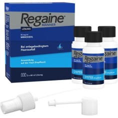Solutie pentru Cresterea Parului, Johnson & Johnson, Regaine, Minoxidil 5%, Pulverizator Inclus, 3x 60ml