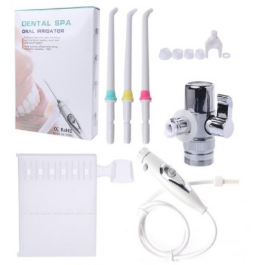 Dus Bucal, Dental Spa, Conectare la Robinet, 4x Varfuri Incluse, Sistem Adeziv prindere Perete, Fara Curent, Portabil, Material 