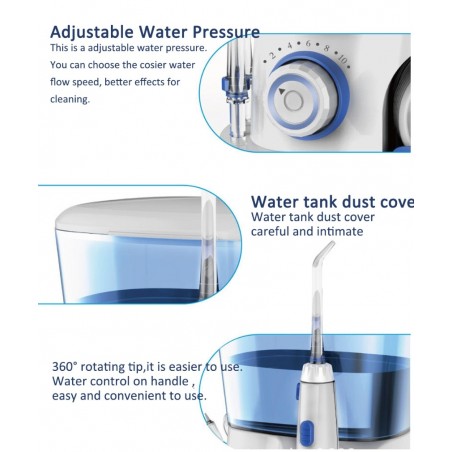 Irigator Bucal, Waterpulse V300, 5 Varfuri Incluse, 10 Trepte Presiune, 120psi, 1200 pulsatii /min, Rezervor 800ml