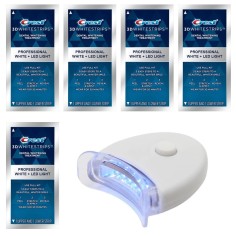 Set of 5x Envelopes and 1x UV Lamp, Teeth Whitening Strips, Crest, 3D White, Professional White + LED, Whitening Level 12