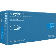 Box of 100x Nitrile Gloves, Mercator Medical, Nitrylex, Textured, Powder Free, Blue, Size L