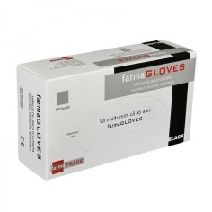 Cutie 100x Manusi Nitril, Farma Gloves, Texturate, Nepudrate, Negre, Marimea L