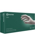 Cutie 100x manusi latex, mercator medical, simple, unica folosinta, texturate, pudrate, albe, marimea s