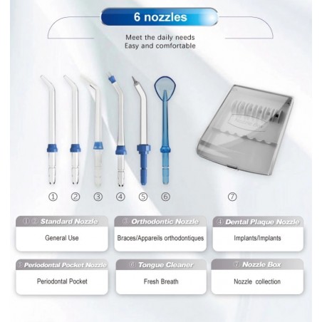 Dus Bucal, Waterpulse V700 Plus, 6x Varfuri, 1600 psi, 6x Trepte Presiune, Rezervor 1000ml, Suport Varfuri, Alimentare 110-220V