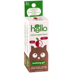 Gel Dentar, Hello, Teething, din Ingrediente Naturale pentru Calmarea Durerilor Gingivale, cu Aroma de Mere si Cuisoare, 15gr