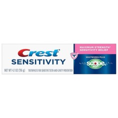 Toothpaste, Crest 3D Sensitivity, Whitening + Scope, for Sensitive Teeth, Enamel Strengthening and Whitening, 116 g