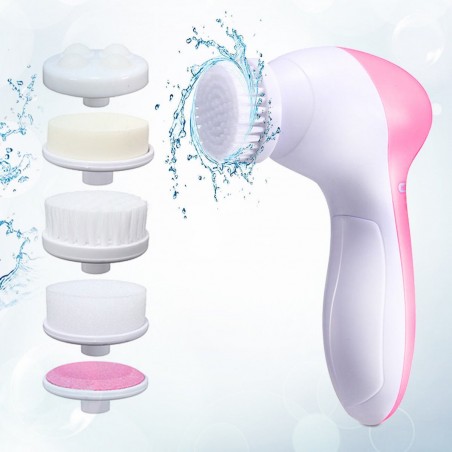 Perie Electrica Ingrijire Piele, Beauty Care Massager, pentru Fata si Corp,  5x Capete de Schimb, 2x Trepte de Viteza, Fara Fir