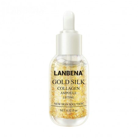 Ser, Lanbena, Gold Silk, Collagen Ampoule, Colagen de Matase din Aur, efect Iluminare, Anti-Pete, Anti-Imbatranire, flacon 15ml