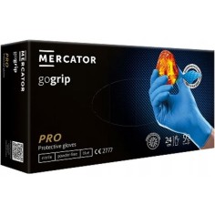 Box of 50x Nitrile Gloves, Mercator, GOgrip, Powder Free, Diamond Textured, Blue, Size XL