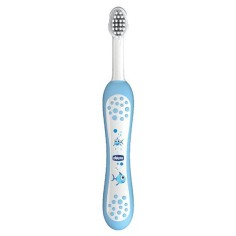 Periuta de Dinti, Chicco, First Teeth, pentru Dintii de Lapte, Varsta 6+ Luni, Peri Moi, Culoare Albastra