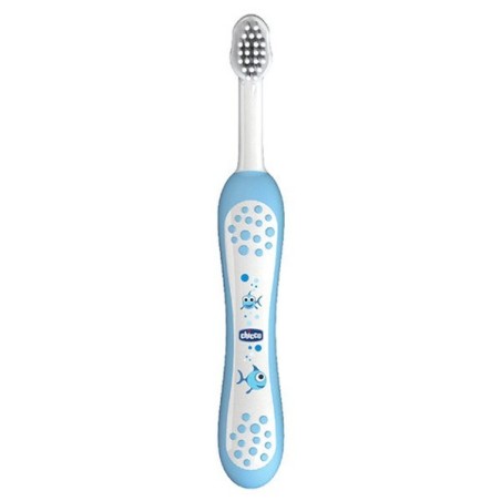 Toothbrush, Chicco, First Teeth, for Baby Teeth, Age 6+ Months, Soft Bristles, Blue Color