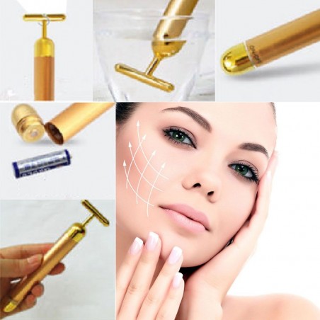 Aparat Masaj Anti-Rid, Energy Beauty Bar, 24K Gold, Efect de Lifting Facial si Revitalizare a Tenului in doar 3 minute pe zi