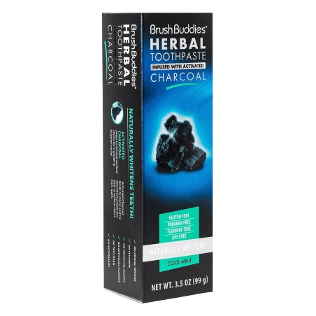 Pasta de Dinti, Brush Buddies, Charcoal Herbal Toothpaste, Efect Albirea Dintilor cu Carbune Activ, 99gr