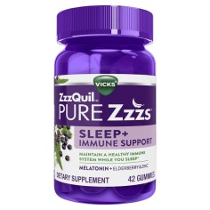 Food Supplement, ZzzQuil, with Melatonin and Zinc, for Peaceful Sleep and Immunity, Elderberry Flavor, 42 jellies