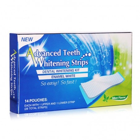 Teeth Whitening Strips, Advanced Teeth Whitening (without peroxide), Box of 14 sachets (28 strips)