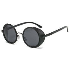 Ochelari de Soare, Zamo®, Steam Punk, Protectie UV400, Model Rotund, Rama Neagra, Lentile Negre