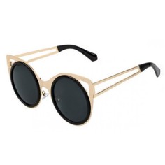 Ochelari de Soare, Zamo®, Big Cats Gold, Protectie UV400, Model Cat-Eye, Rama Negru cu Auriu, Lentile Negre