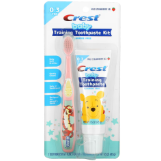 Toothpaste and Toothbrush Set, Crest, Baby, Training Kit, for Healthy Brushing Habits, Babies 0-3 Years, Pink, 45gr